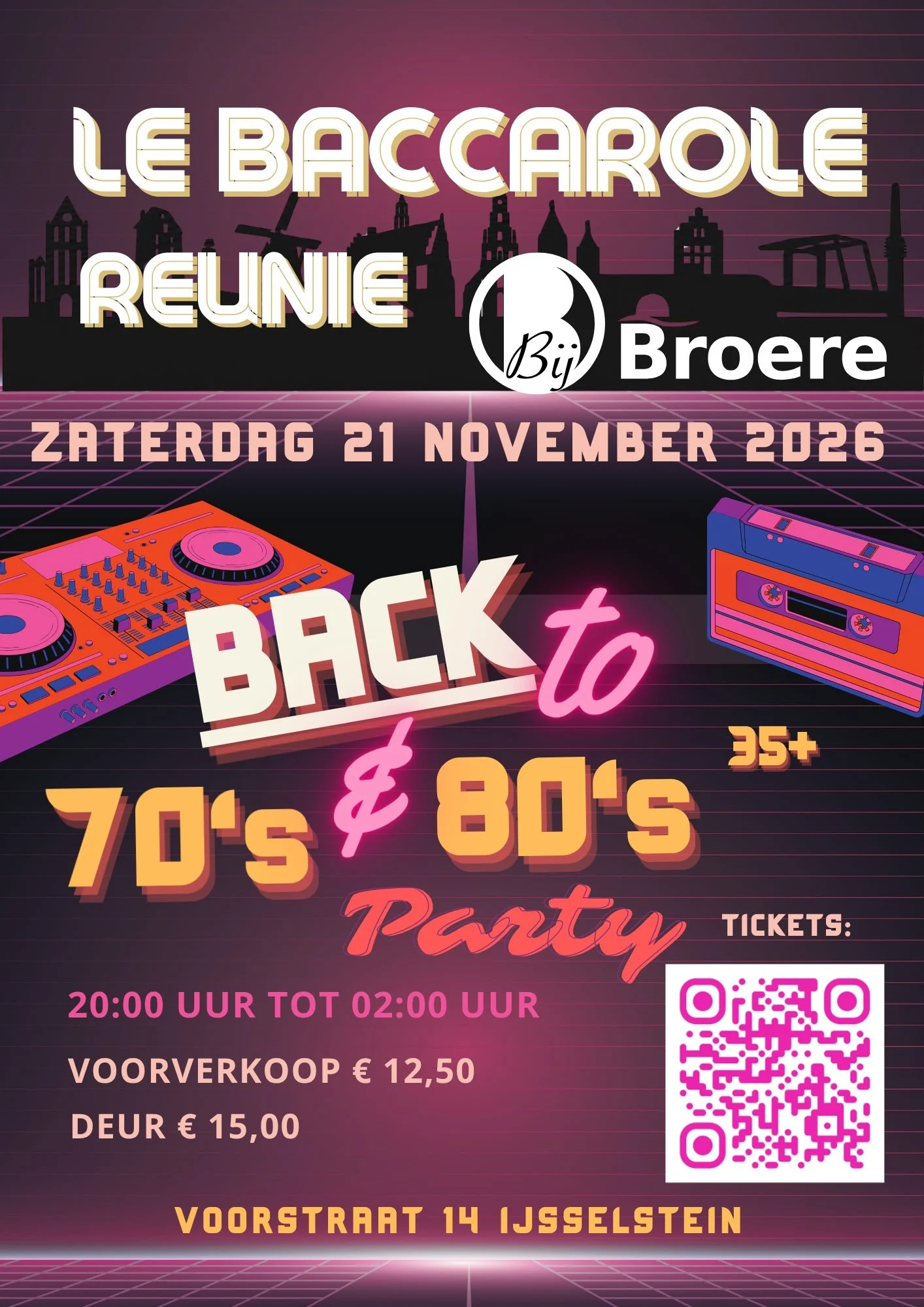 Poster Baccarole reünie 70's 80's party