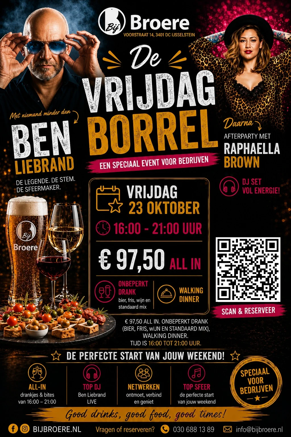 Poster voor De Vrijdag Borrel bij BijBroere