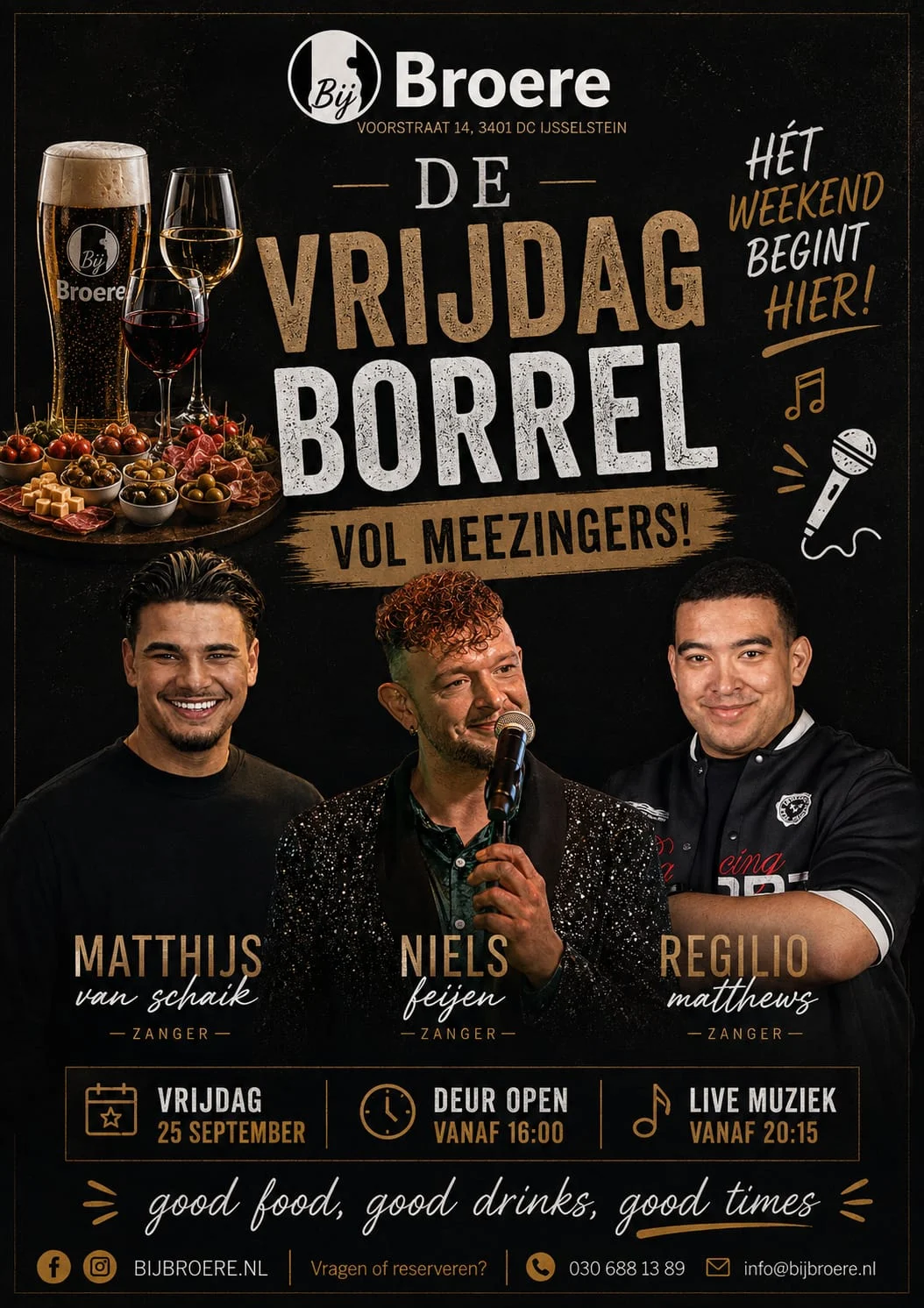 Poster vrijdagborrel met live muziek en zangers